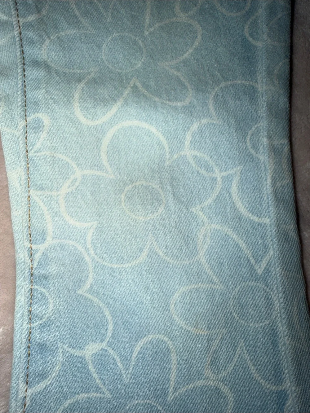 Old Navy Light Blue Floral Flare Jeans